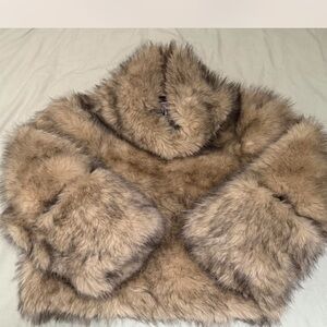 Zara Faux Fur Jacket in Cream and Black